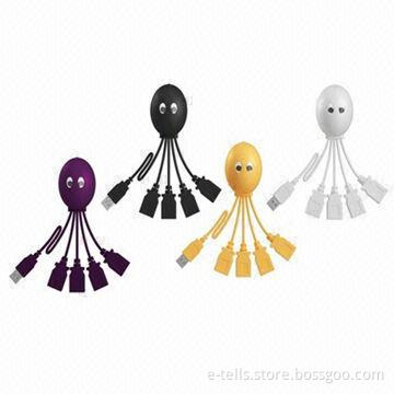 Octopus-shaped 4 Ports USB Hub, USB2.0 Version